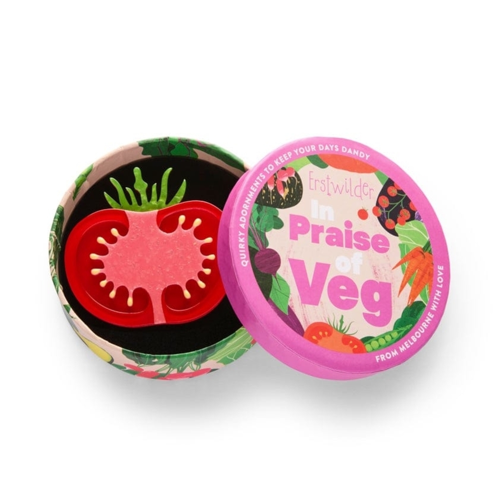 Erstwilder Tomato Time Brooch - In Praise of Veg Collection